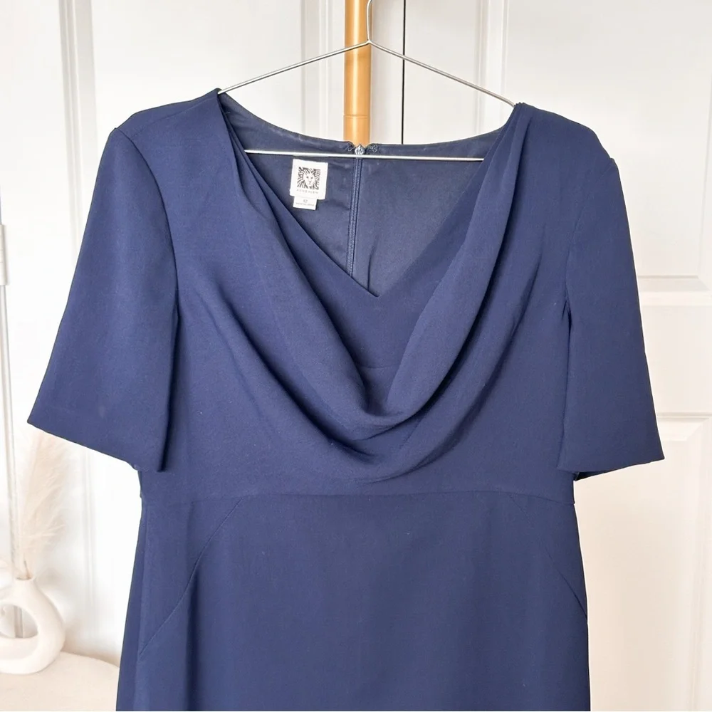 Anne Klein Blue Sheath Dress with Cowl neck - Picture 4 of 8